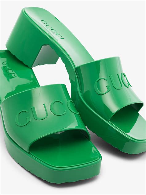 gucci rubber sandals green|gucci rubber platform sandals.